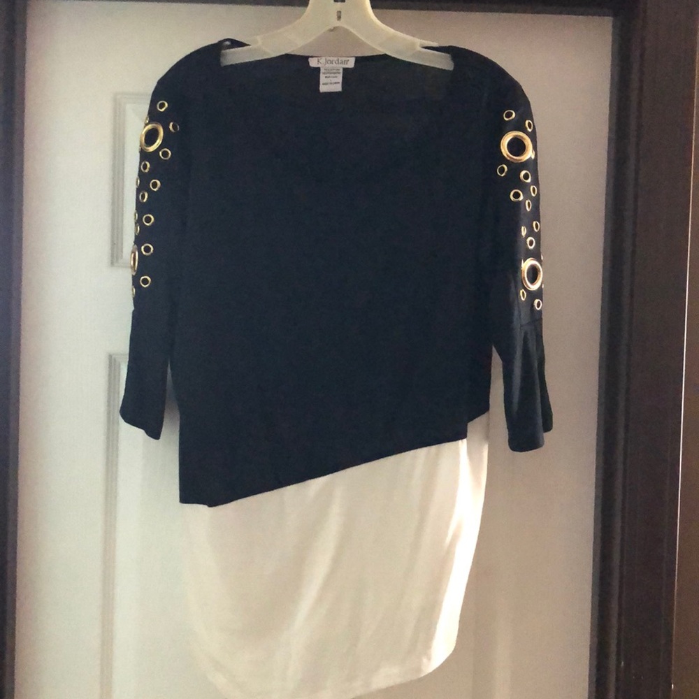 K.Jordan sexy jeweled peek a-boo arms blouse